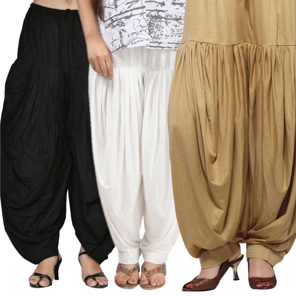 pixie Readymade Cotton Patiala Salwar Pants for Women/Girls Bottom Combo Pack of 3 - Free Size-picture-17