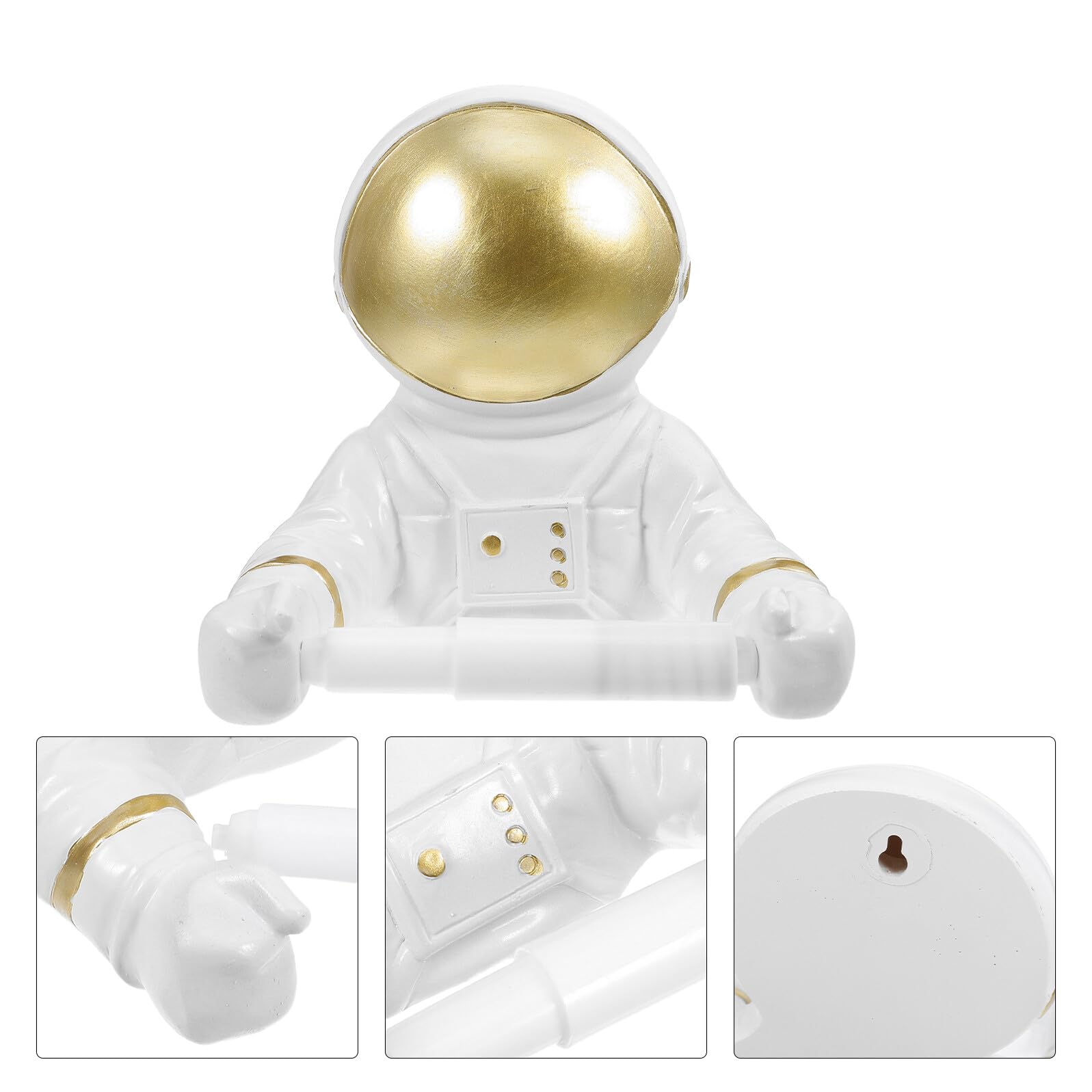 Sosoport Portarotolo da Parete in Resina Oro a Forma di Astronauta, Design Light Luxury Portatile per Appartamenti e Hotel, Supporto Creativo e Pratico per Carta Igienica