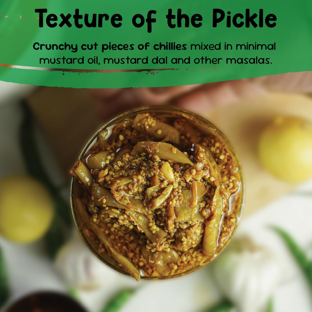 FarmDidi Spicy Green Chilli Pickle 325g In Fresh Homemade Sun-Dried Hari Mirch Ka Achar Made With Mustard Oil Ghar Ka Bana Spicy Mirchi Pickle No Chemical Preservatives 3