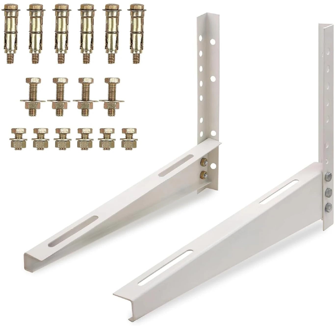 Heavy Duty Split AC Wall Bracket for 1-2 Ton, White | Rust-Proof Powder Coated, Pair of 2 Brackets, Includes Nut Bolt, Iron Construction, Universal Fit-image-41