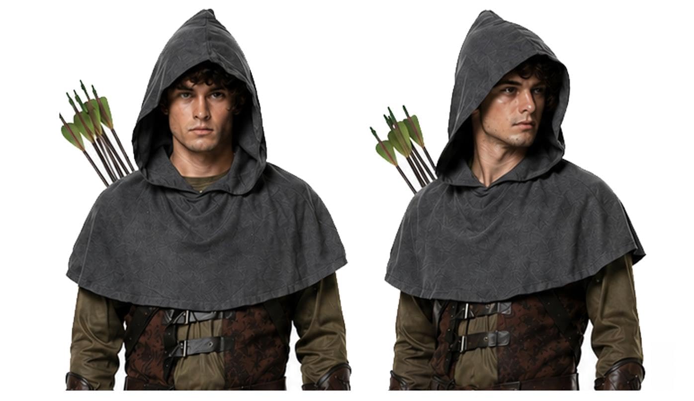 The Dragons Den Adults Medieval Archers Fleece Hooded Cowl Robin Hood Fancy Dress Costume Accessory [Grey]