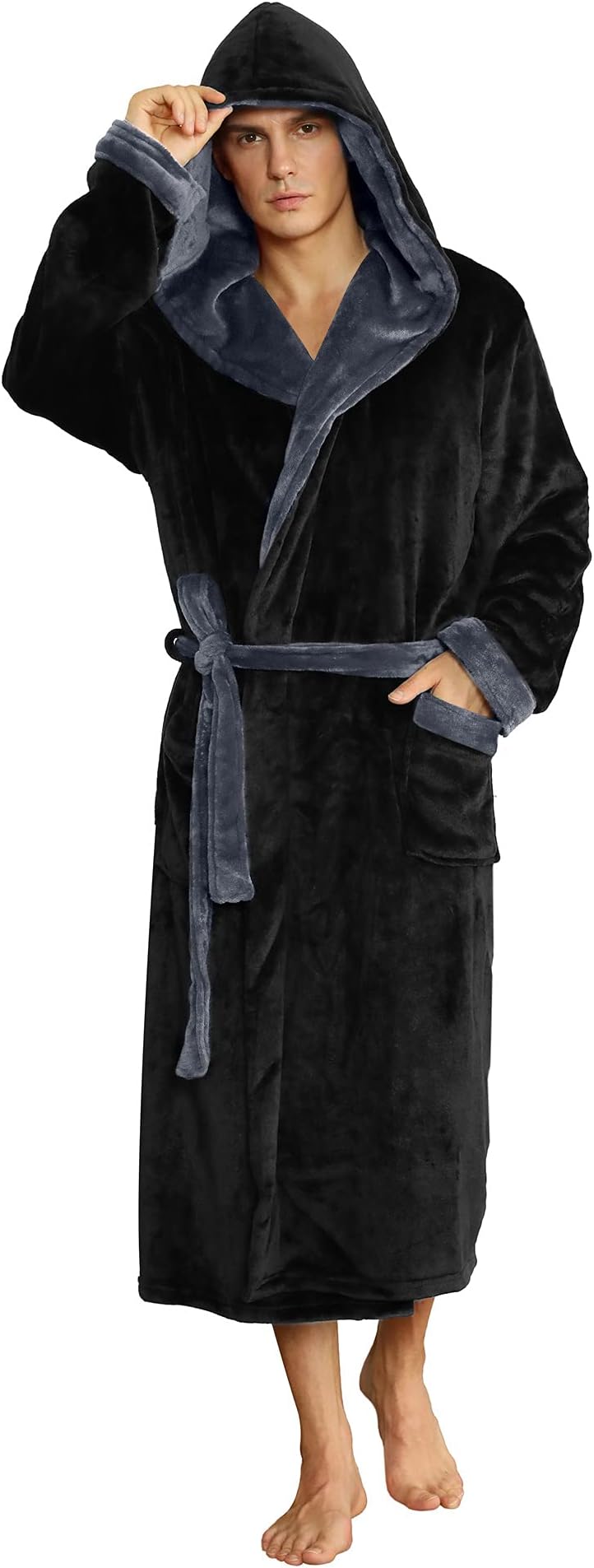 U2SKIIN Mens Fleece Robe Plush Collar Shawl Bathrobe