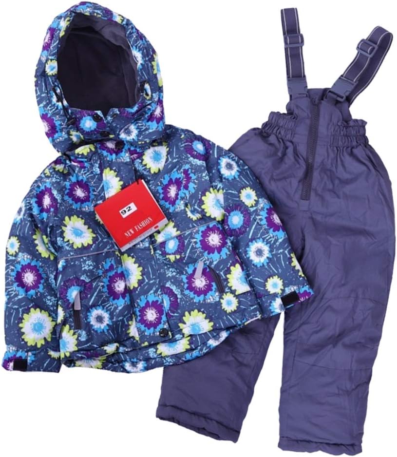Tongina Kid Girls Boys Ski Suit Snow Suit Snowboard Waterproof Jacket Coat Bib Pants - Blue, 92 : Clothing, Shoes & Jewelry