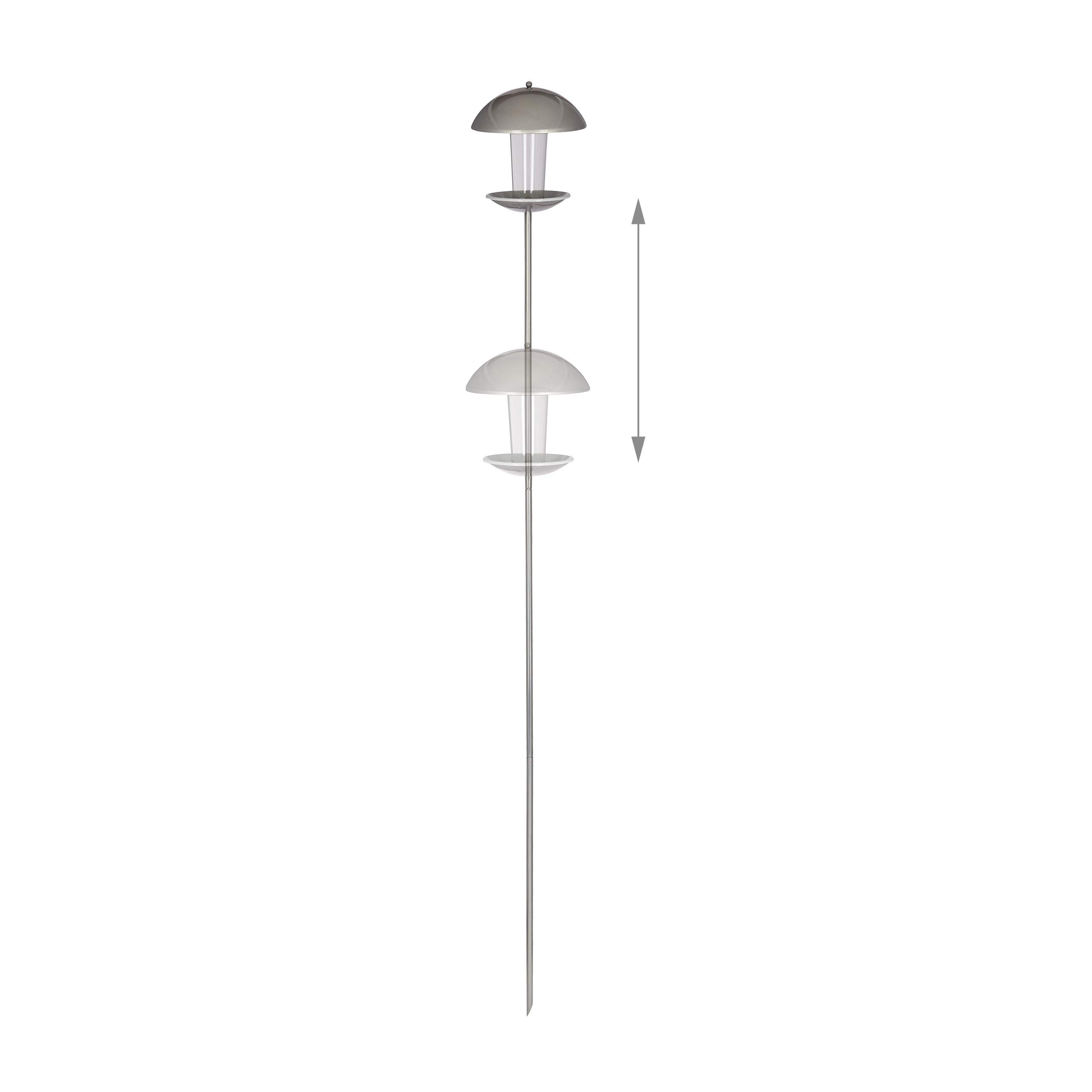 Relaxdays Comedero Pájaros para Clavar o Colgar, Plástico y Acero Inoxidable, Plateado, 172 cm