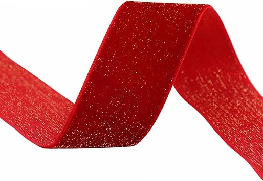 Velvet Ribbon, Christmas Ribbon Red Brilliant New Year Ri 5 Yards, Garland, Wrapping, Wreaths38mm