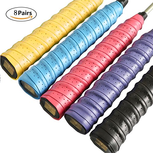 Grip Raquette de Tennis, Ancees 8 Pcs Raquette Grip Surgrip Overgrip Anti Slip Badminton Tennis Squash Racket