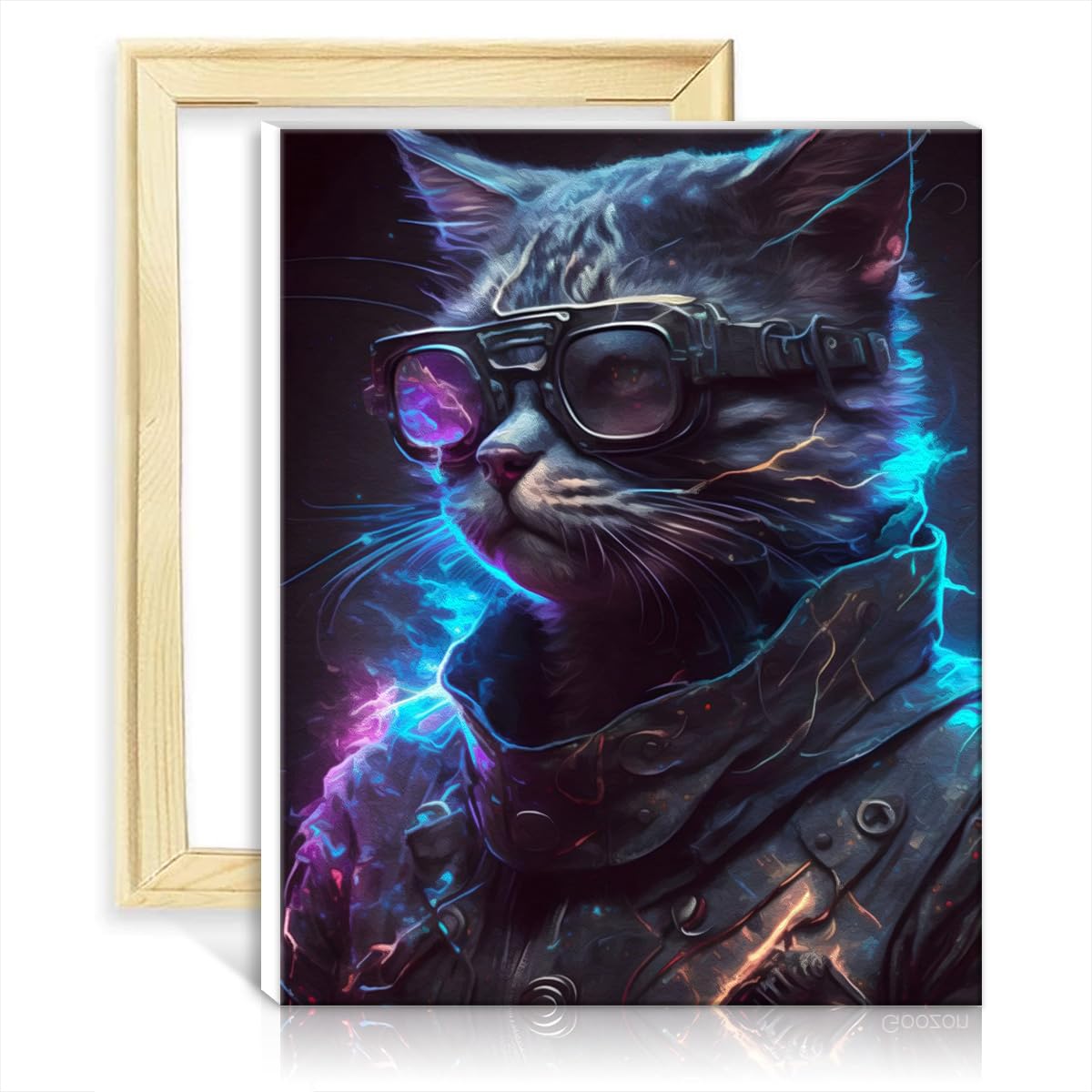 TANGFEIY on Canvas Painting Human cat DIY Oil Painting Digital Painting Acrylic Number with Paintbrushes Arts Crafts Project for Home Wall Decor Gifts DIY Frame(30x40cm) — image 1