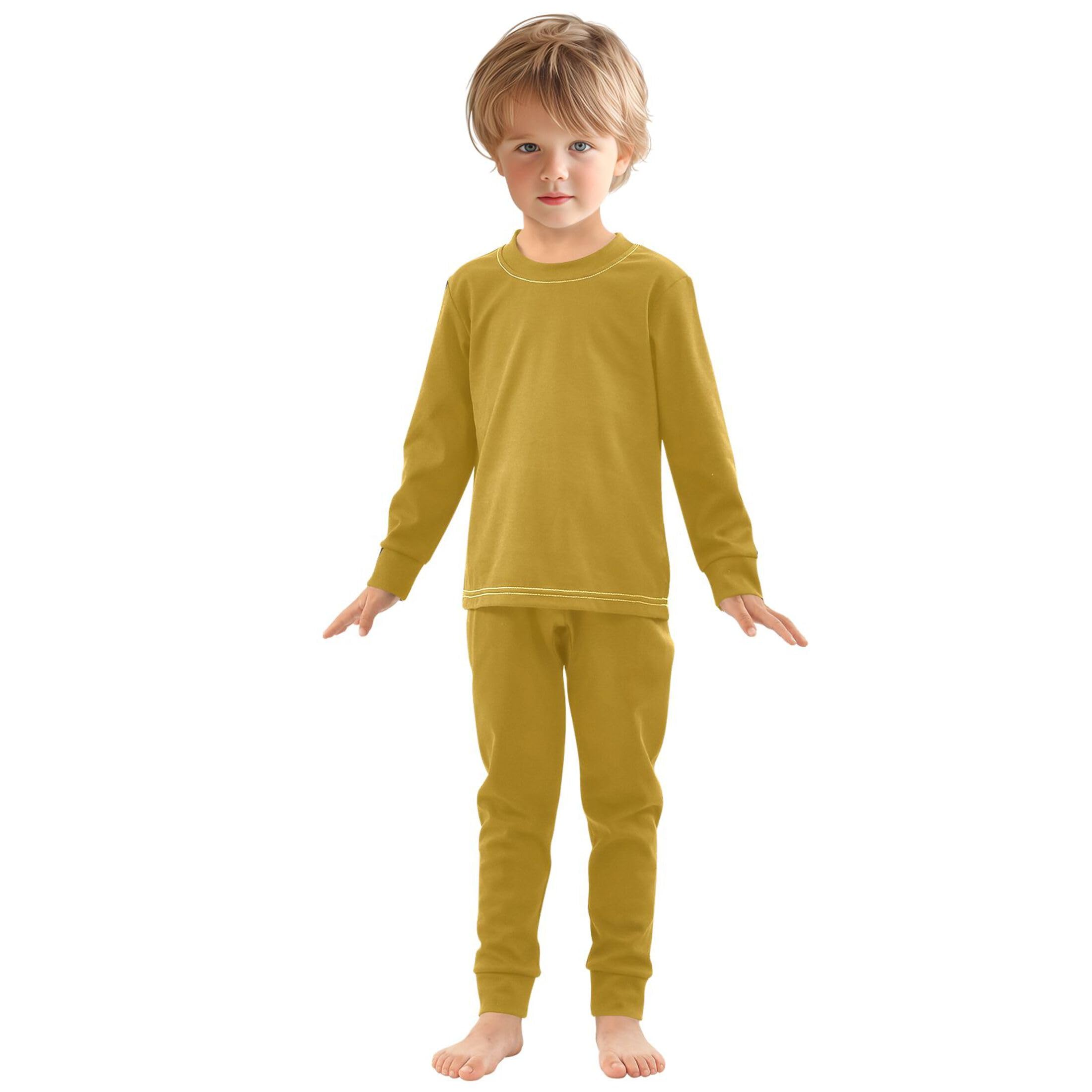 Dark Goldenrod Long Sleeve Pajamas Set Sleepwear Jammies 2pcs Set Pjs Dark Goldenrod 01