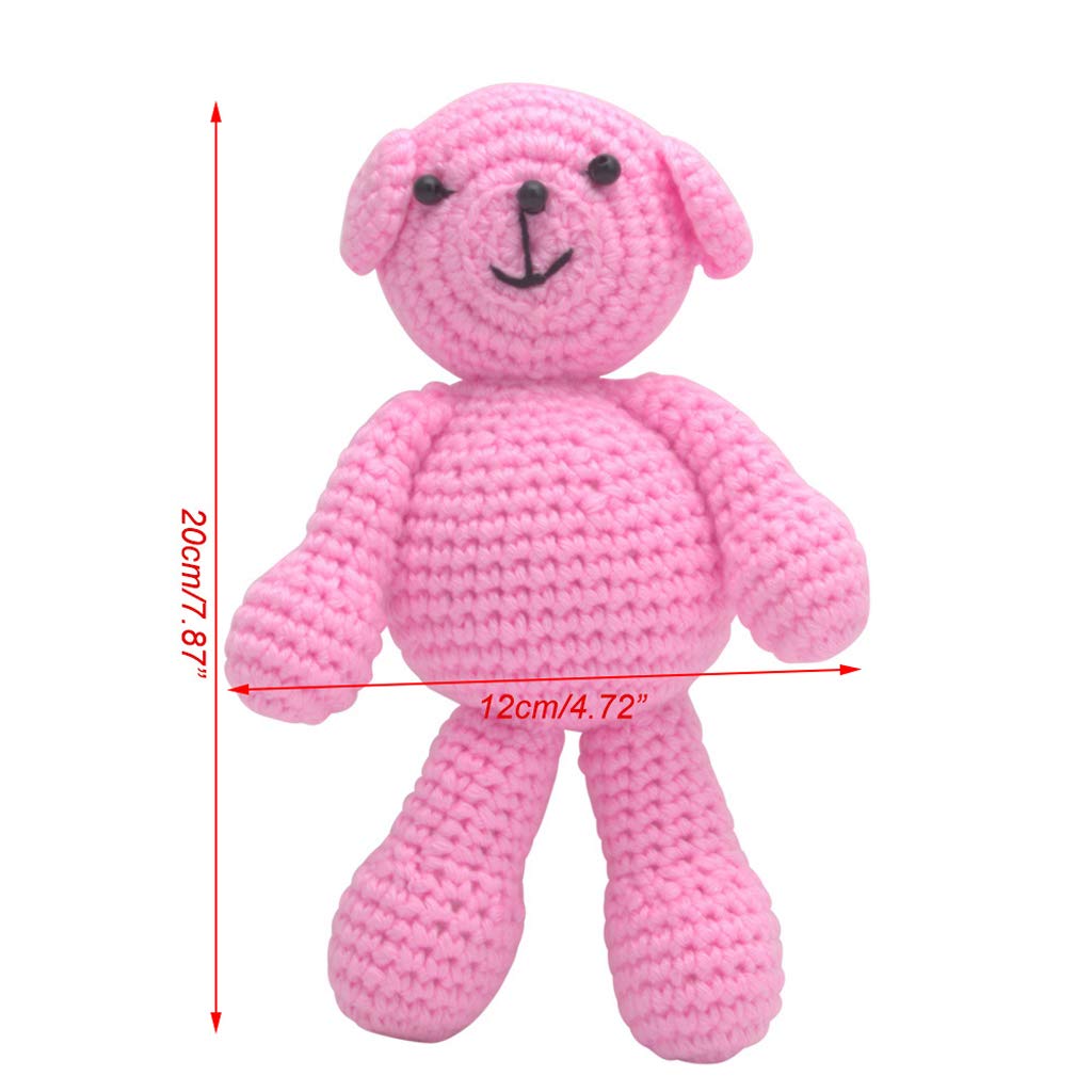 DRAGONRUN Little Handmade Stuffed Bear Crochet Wool for Pendant Interactive Toy for Baby Emotion Smooth Office Car Supplies