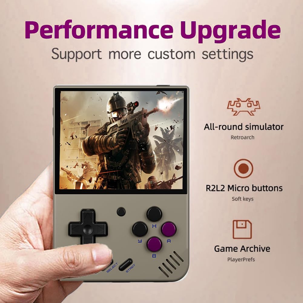 Kexpery Mini Plus Console di gioco portatile retrò portatile Sistema Linux Schermo IPS da 3,5 pollici Console for videogiochi classica Supporto WiFi ricaricabile 3000mAh Regalo for bambini e