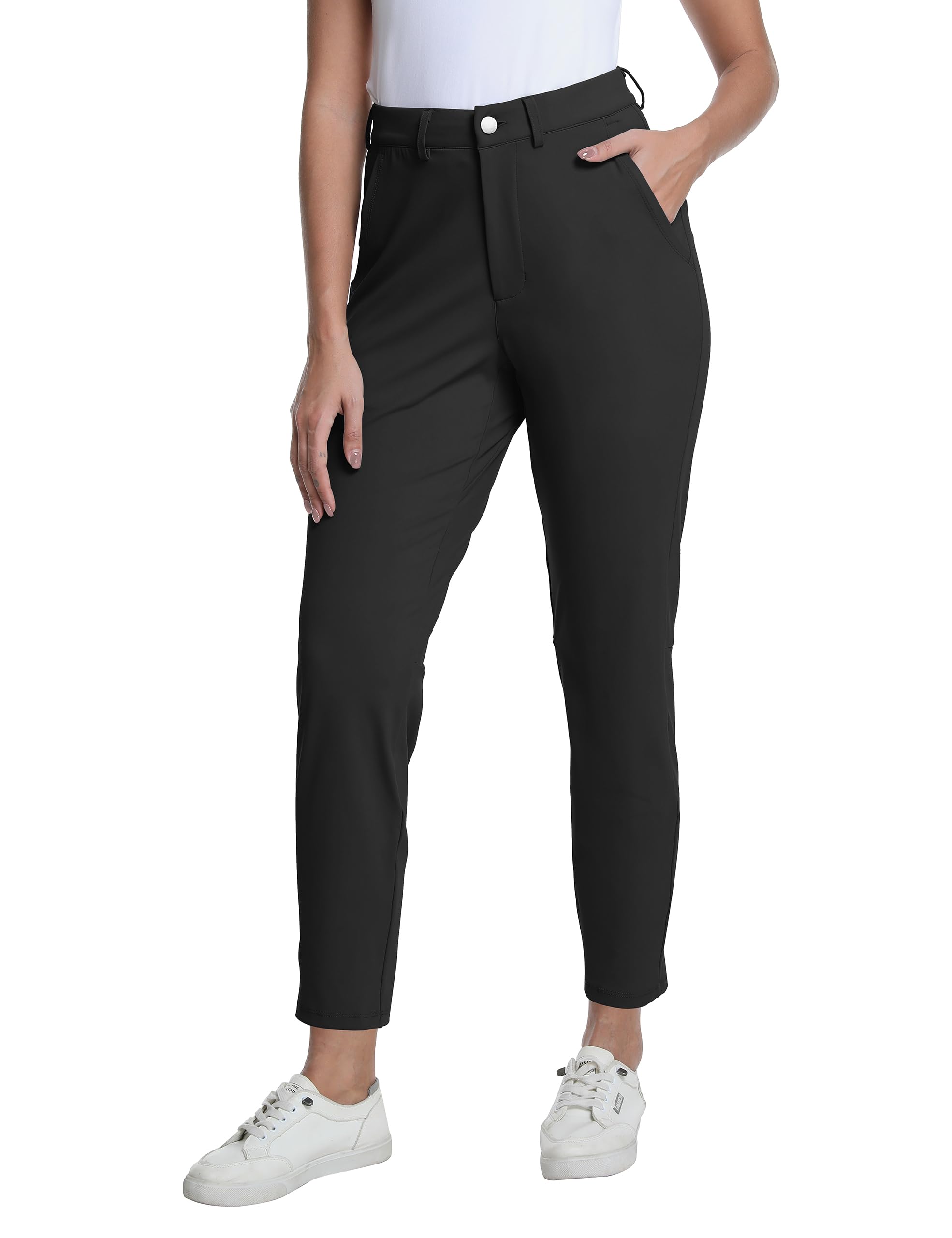 V VOCNI Womens Golf Pants Stretch Work Dress Pants 7 8 Belt Loops Casual Travel Athletic Hiking Lounge