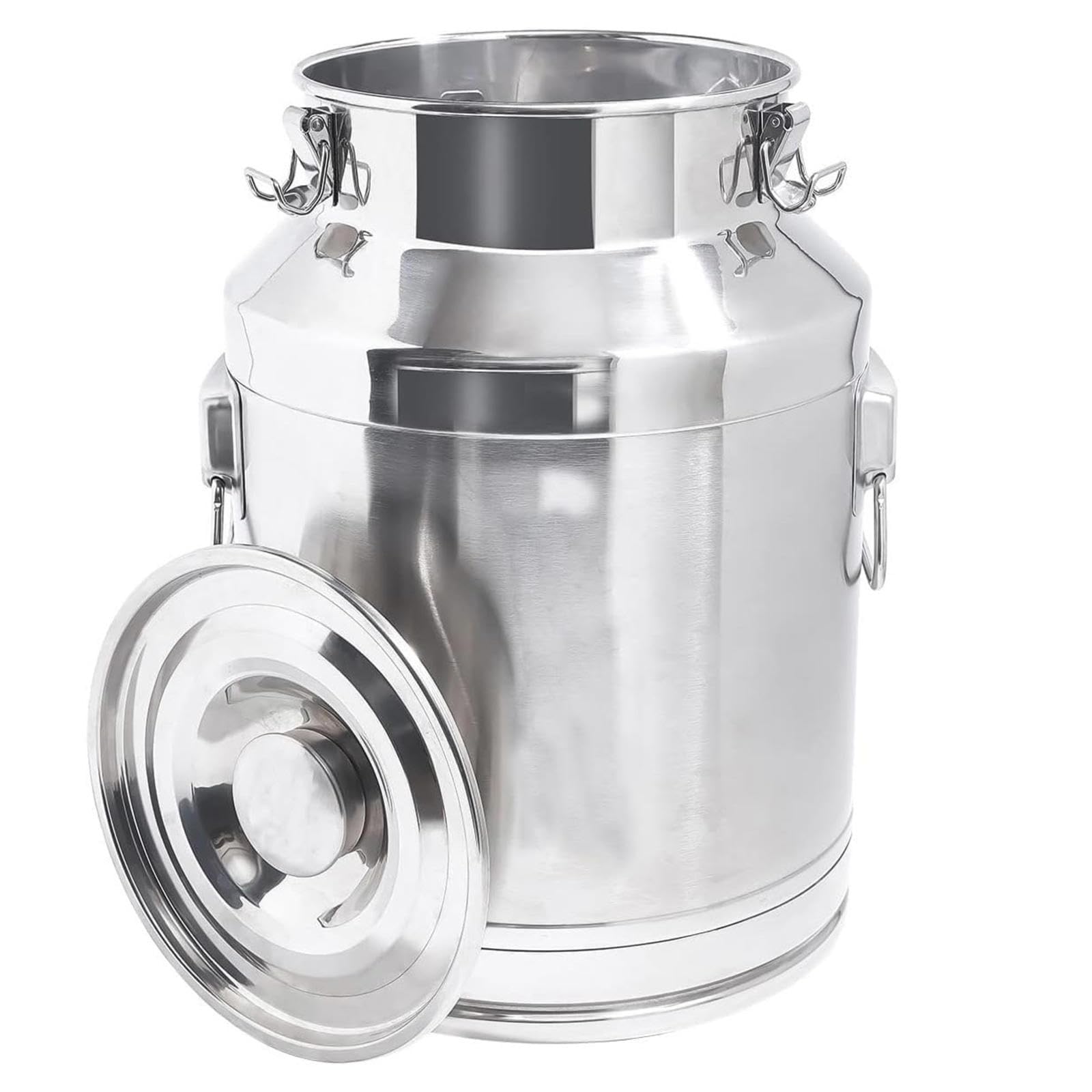 Lattiera ermetica in acciaio inox da 22 l con coperchio, lattina per il trasporto del latte durevole per uso agricolo e ideale per latte fresco e prodotti lattiero-caseari