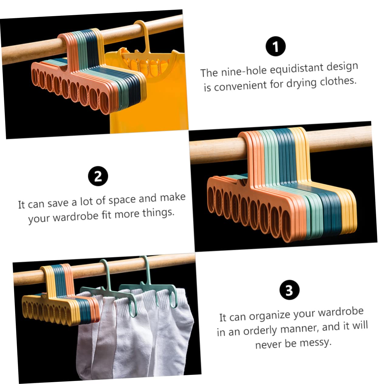 SOLUSTRE 10Pcs Clothes Rack Multi Functional Drying Rack for Space Saving Closet Organization Punch Design for Balconies Apartments and Laundry Rooms