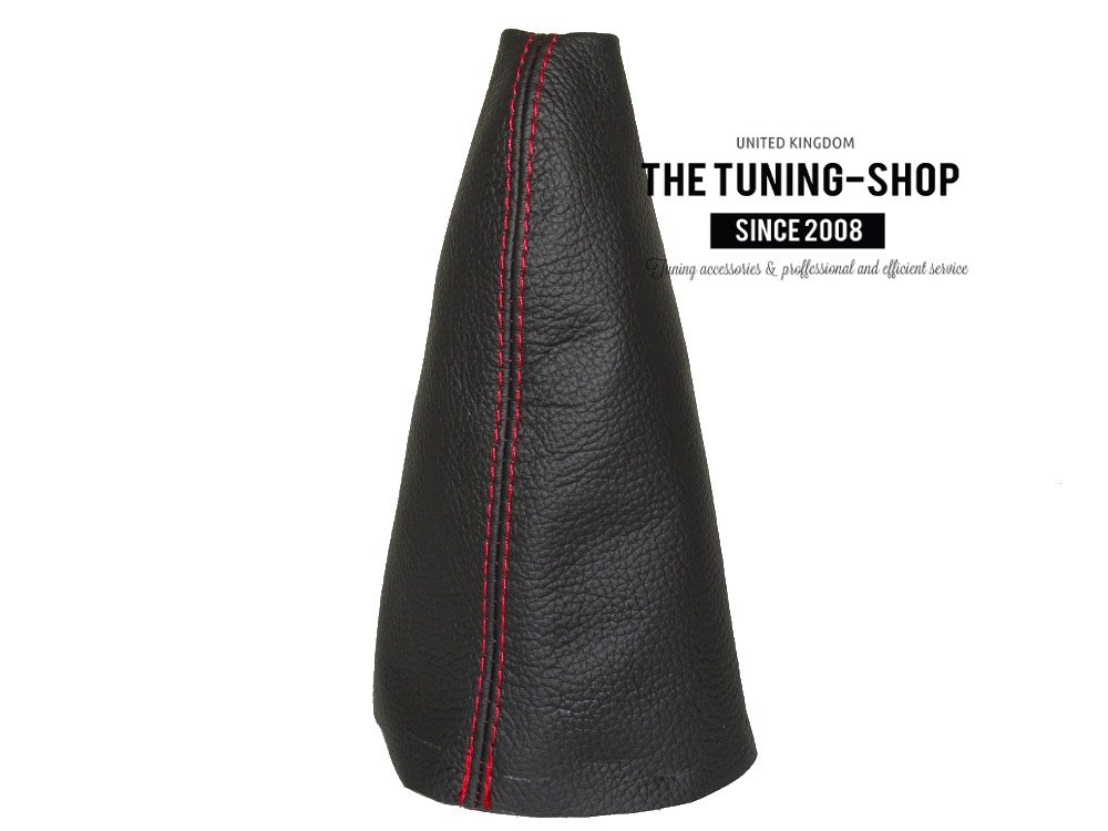 For Mini R55 R56 R57 2007-2013 Shift Boot Black Genuine Leather Red Stitching