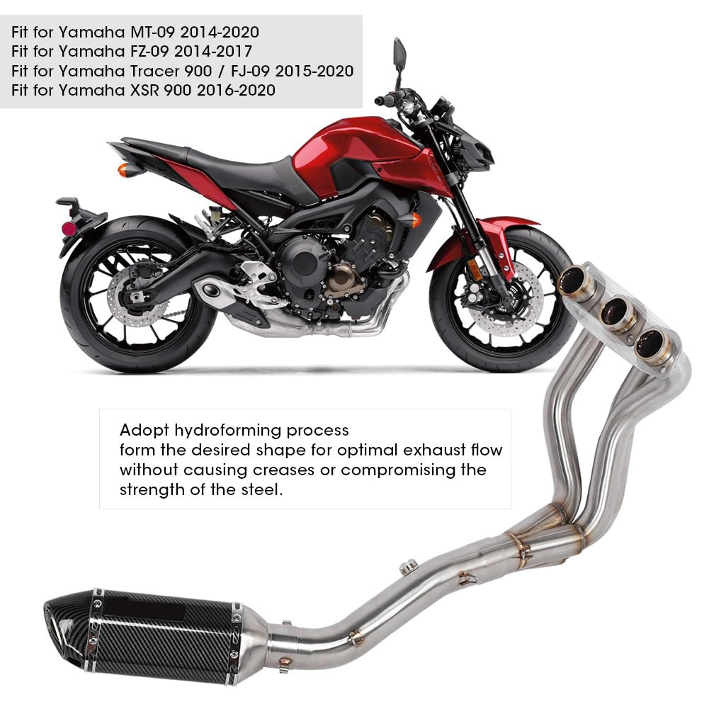 MT09 FZ09 XSR900 51mm ステンレスマフラー 並行輸入品】 ヤマハ MT09 FZ09 XSR900 2021-2025 フルバイク 排気