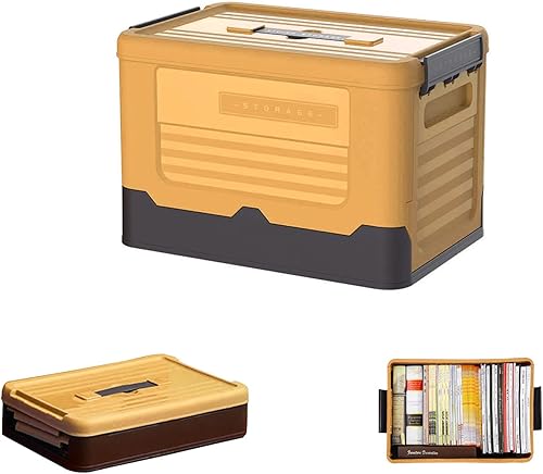 ORIJOYNA Contenedores de almacenamiento plegables con tapas contenedor de almacenamiento apilable de plástico resistente soporta 60 libras caja de