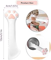 Vista 3 de Juego de 4 suministros de latas de comida para mascotas, tapas universales de silicona para latas de gatos, espátula 2 en 1, abridor de latas