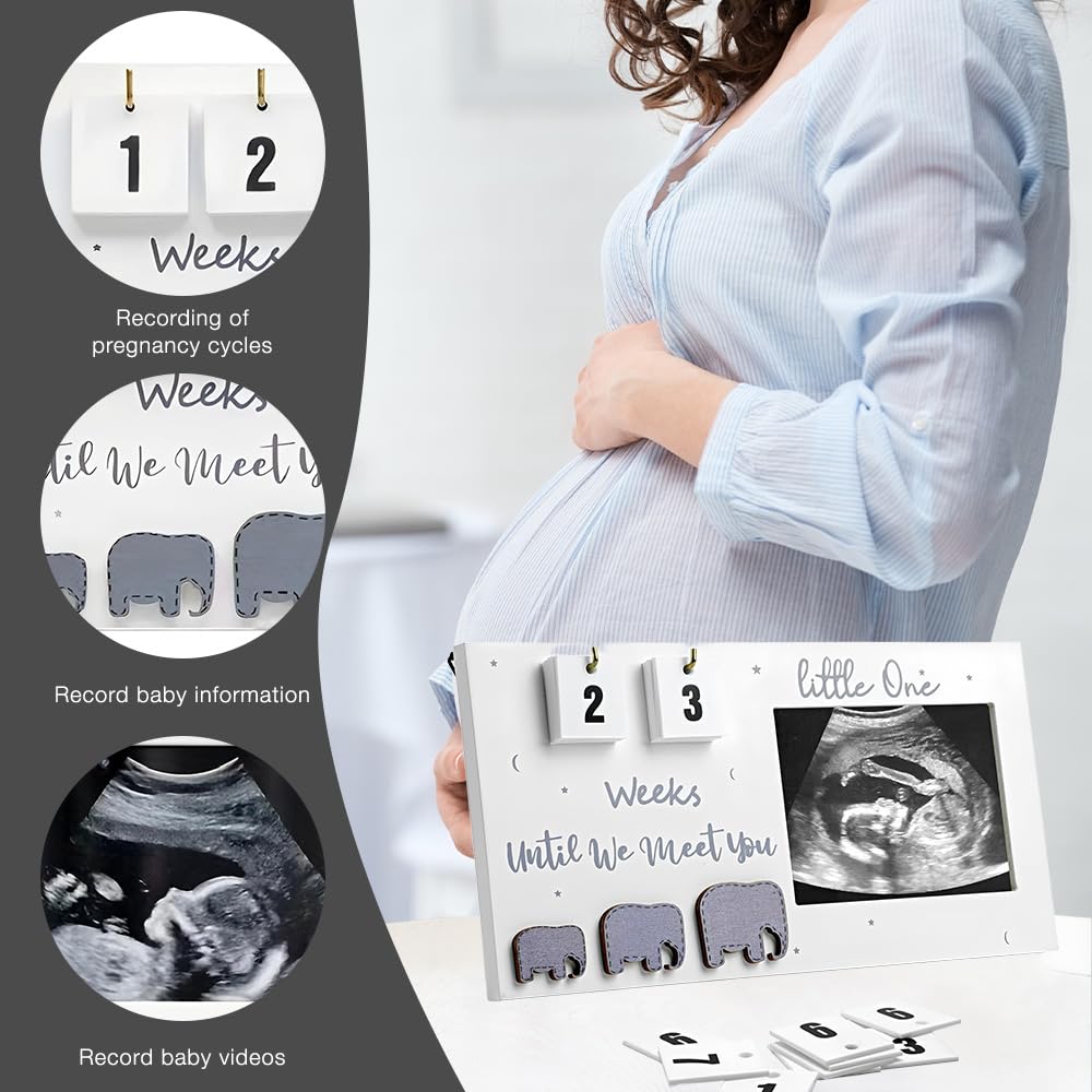 XEERUN Baby Scan Photo Frames, 9.5'' x 5'' Baby Sonogram Picture Frame Countdown Weeks, Baby Ultrasound Picture Frame - Image 3