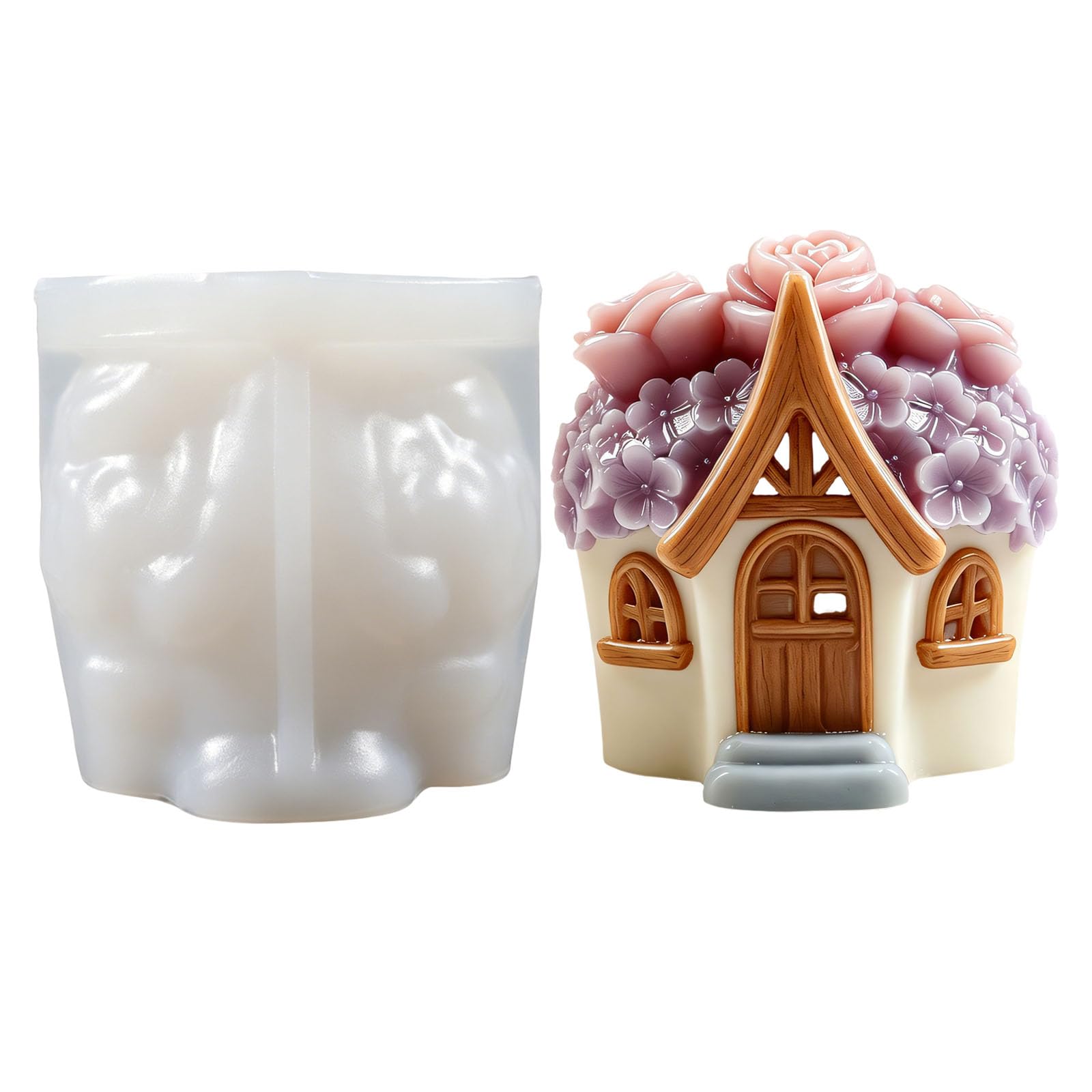 Oxxggkao Miniature Rose Flower House Silicone Molds Multipurpose Silicone for Soap Desserts Making Baking Cast Elastomer