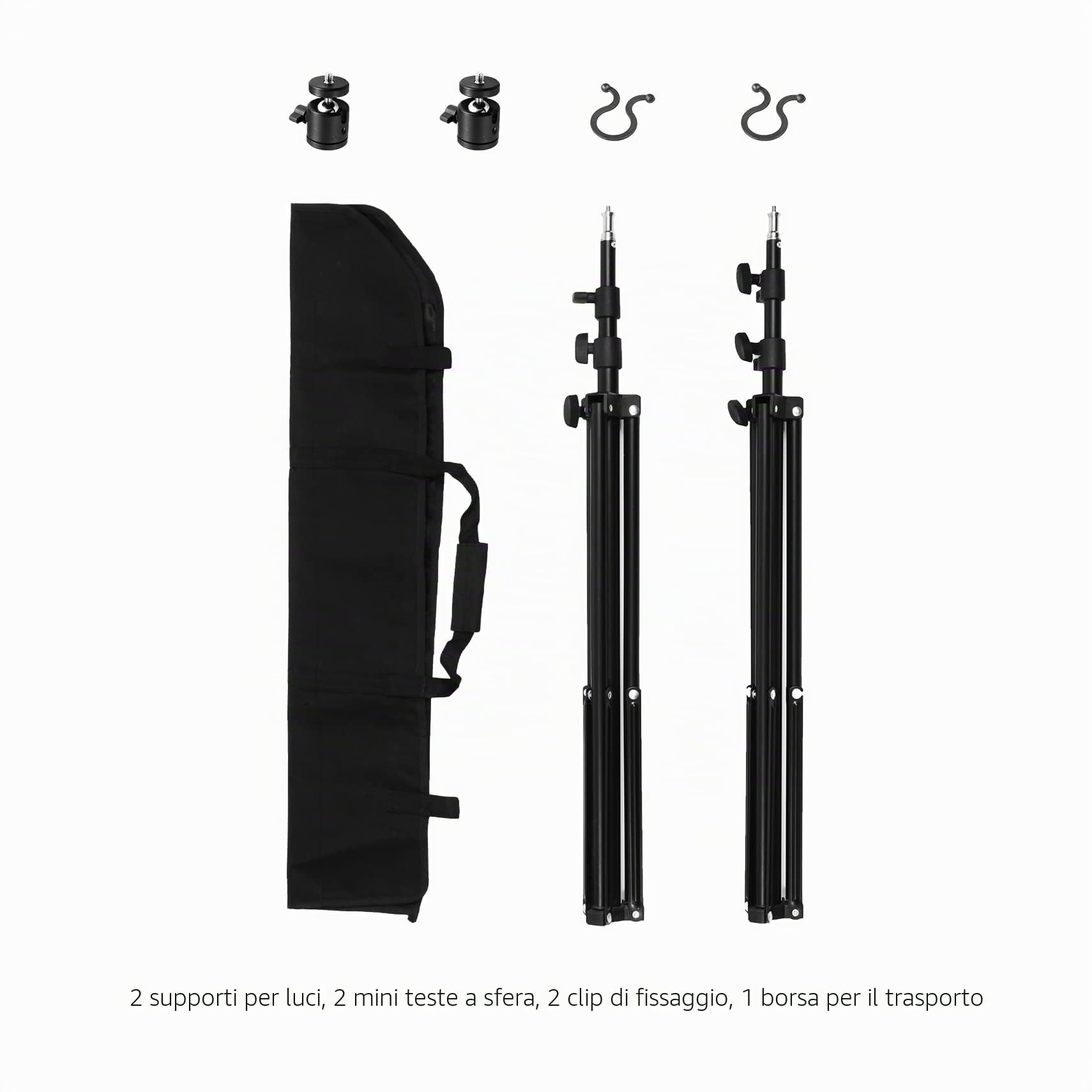 Selens Treppiedi per luce da 200 cm, kit da 2 pezzi, per HTC Vive VR, prodotto fotografico, prodotto per fotografia, in lega di alluminio, clip per cavi Vive, borsa per il trasporto
