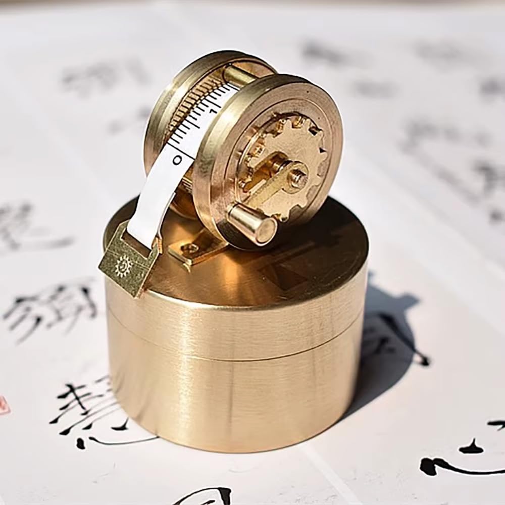 Toplionace Mini Cinta Métrica Vintage de Cobre: ​​Herramienta de Costura Manual Retráctil de Estilo Antiguo con Volante de Latón