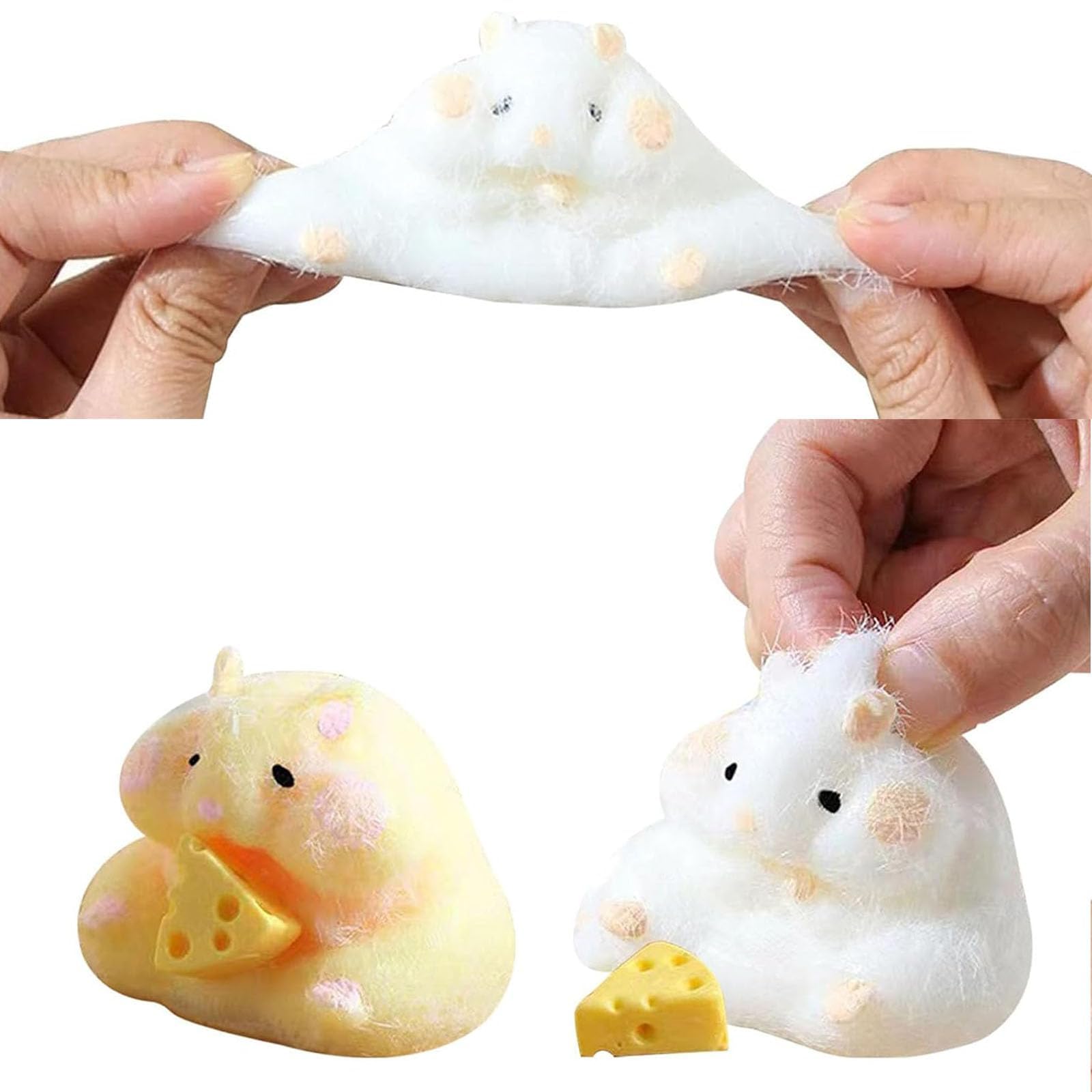 Tazweeq 2 Pcs Hamster Shaped Squeeze Toys, Sensory Fidget Toys for Stress Relief, Taba Cat Hamster Squishy, Pinch Family Squishy, Fidget Toys Squishy Suitable Adults Kids