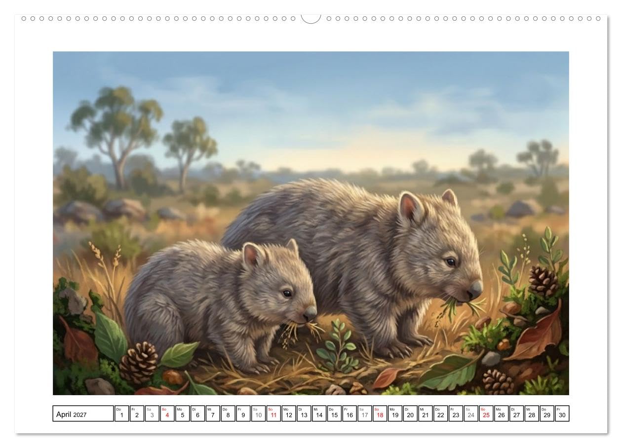Wombats - Kurze Beine, großes Herz (Wandkalender 2027 DIN A2 quer), CALVENDO Monatskalender: Australiens liebenswerte Beuteltiere beobachtet (CALVENDO Tiere)