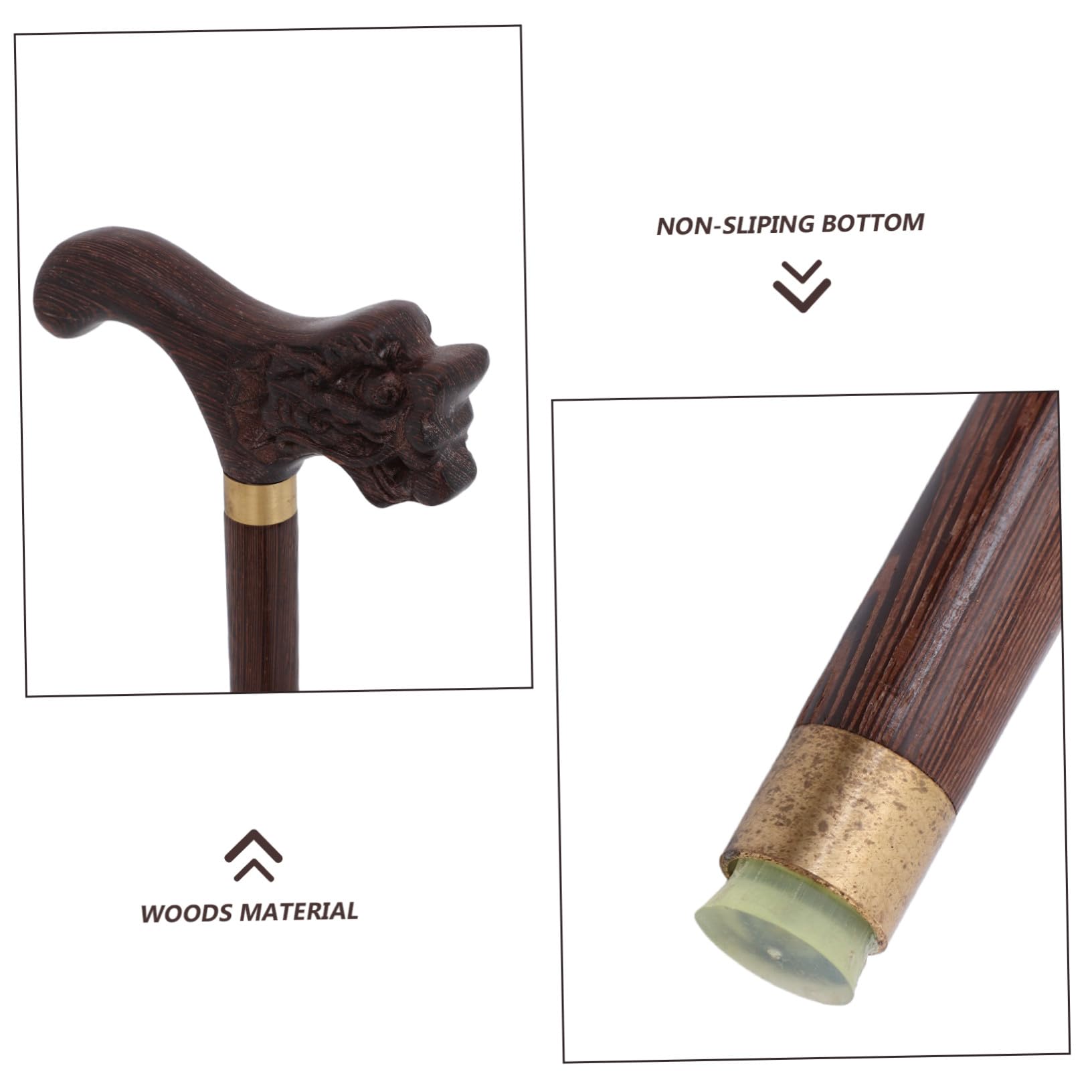 BESTYASH Bastón de Ébano Tres Secciones Ergonómico y Moderno con Cabeza de Dragón Tallada Mano para Actividades al Aire para Hombres y Personas Mayores Bastón de Madera Natural de Alta Gama