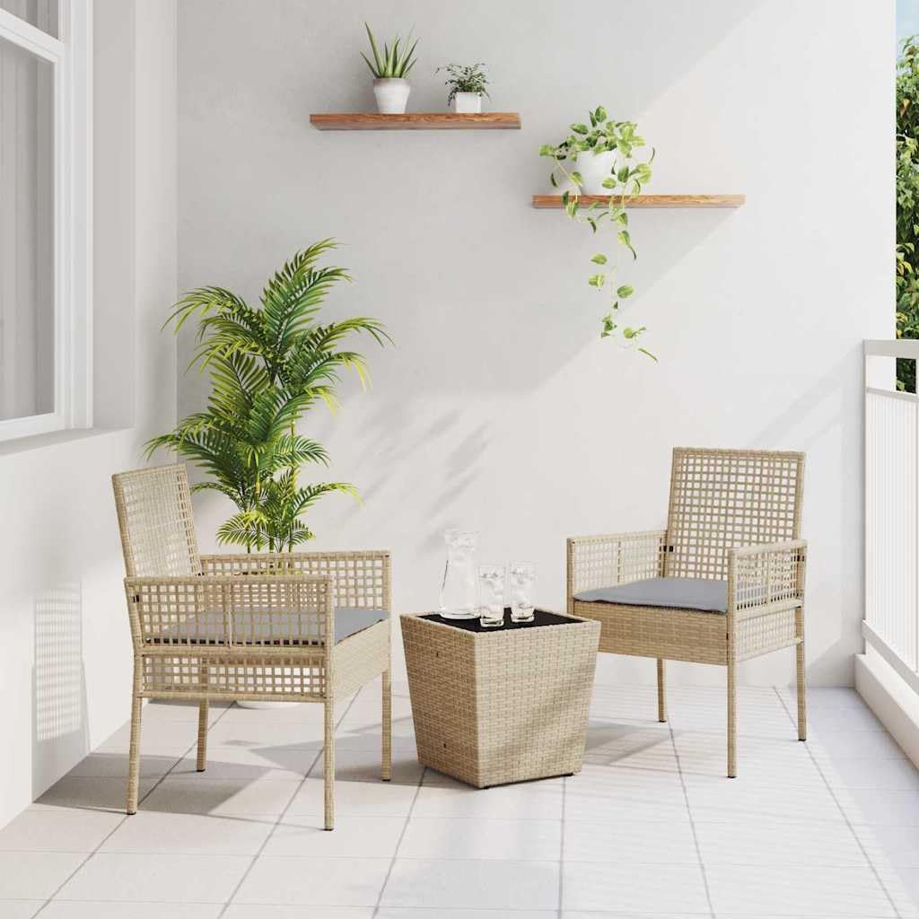 Ensemble de meubles de jardin résistant aux intempéries en polyrotin beige avec table et chaises