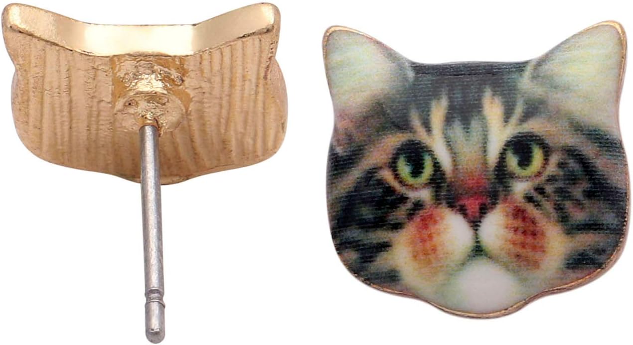 Tabby Cat Earrings for Women by Ginger Lyne |Kitty Stud Ear Rings for Her | Animal Jewelry for Kitten Moms