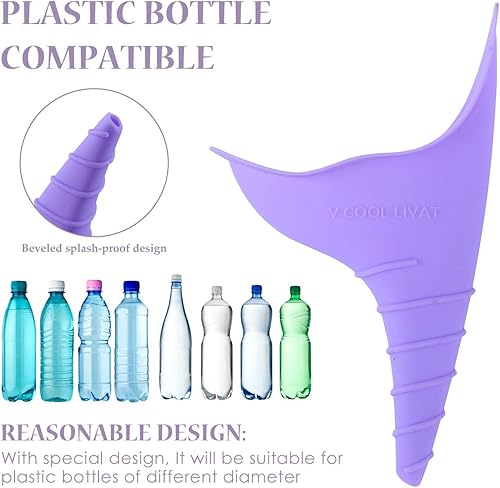 Miniatura 3 de Dispositivo de orina para mujer de viaje, paquete de 2 unidades, reutilizable, de silicona, portátil, embudo para orinar, orina, tazas de orina,