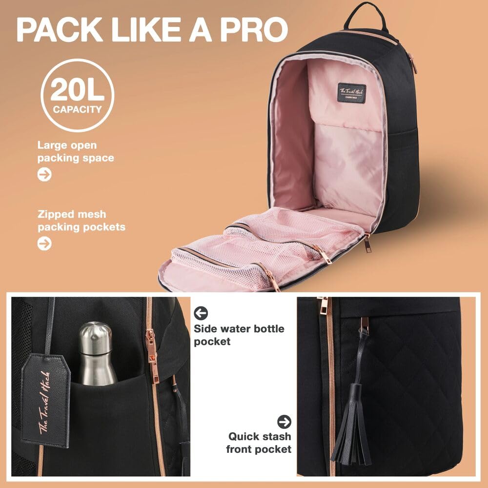 Travel Hack Collection akcesoria podróżne, Czarny, Underseat Backpack - 40x20x25cm