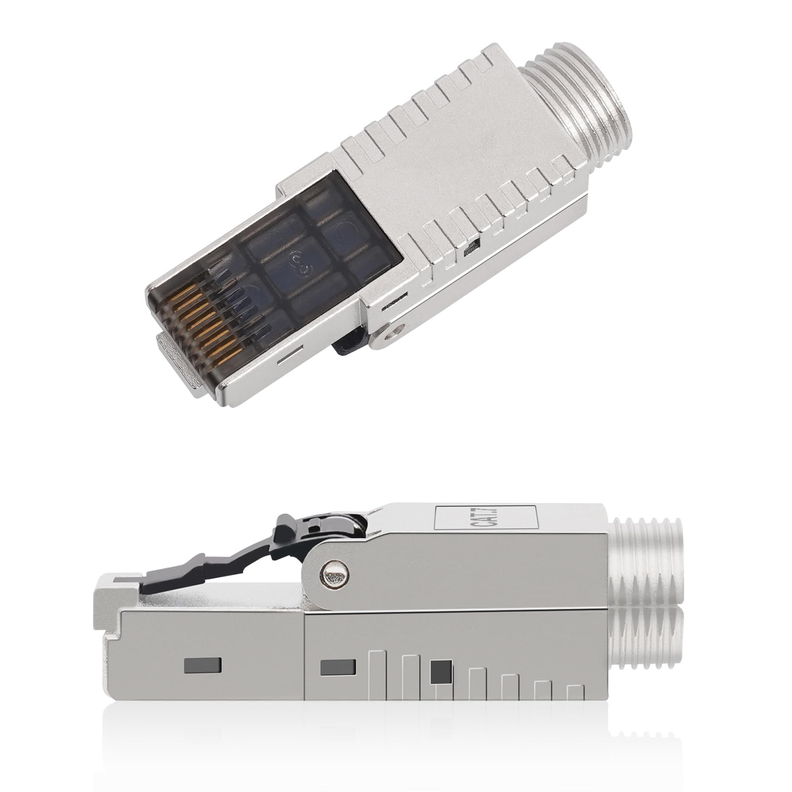 Lot de 12 fiches RJ45 Cat 7 NS-7 vers borne de coupe (LSA), contacts plaqués or, fiches réseau Cat7 sans outil, connecteur LAN 10 Gbit/s pour câble patch