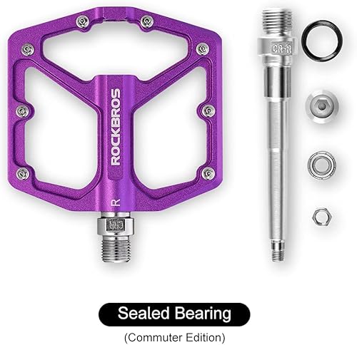 Miniatura 4 de ROCKBROS Pedales de bicicleta de montaña Pedales MTB Pedales planos de bicicleta de aluminio 916 "con empuñaduras de bicicleta de espuma de bloqueo