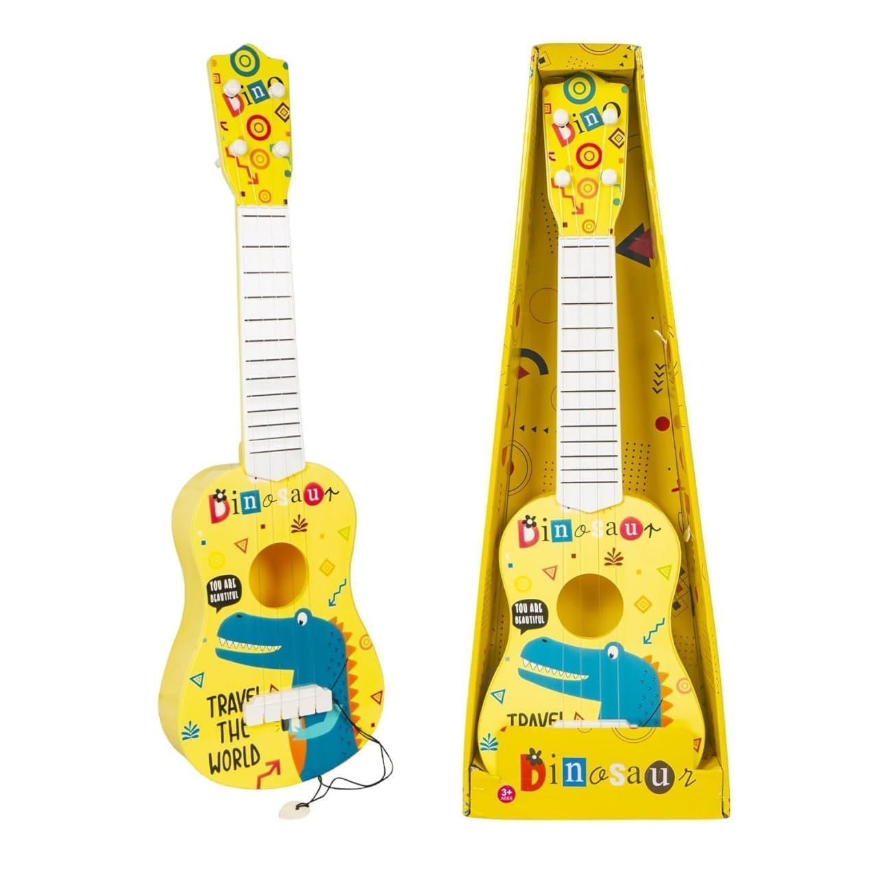 Kids Guitar 17 Inch 4-String Acoustic Toy | Beginner Musical Instrument for Boys & Girls (6+ Years) | Mini Learning Guitar for Toddlers & Children | Lightweight Play (Yellow)-picture-16
