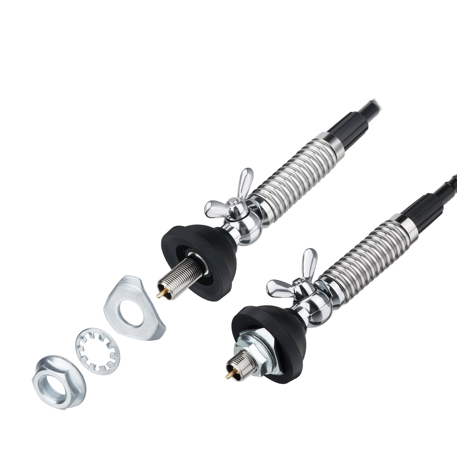 Bingfu Antenna CB in Fibra di Vetro 27 MHz Veicolare Maschio UHF PL259 65cm | Flessibile e Regolabile a 180°, Cavo RG58 4 m, per Radio CB Mobile Veicolare Camion Camper Auto SUV