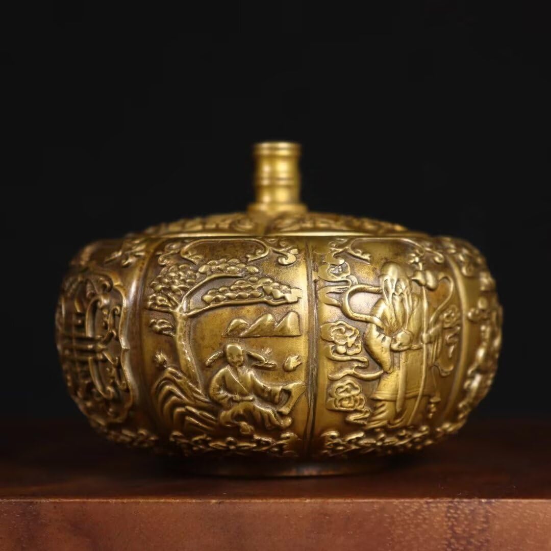 Quemador de Incienso Chino de Cobre Puro, Estilo Chino, Resistente a la decoloración y al óxido, para Oficina y hogar, 9 x 9 x 7 cm.