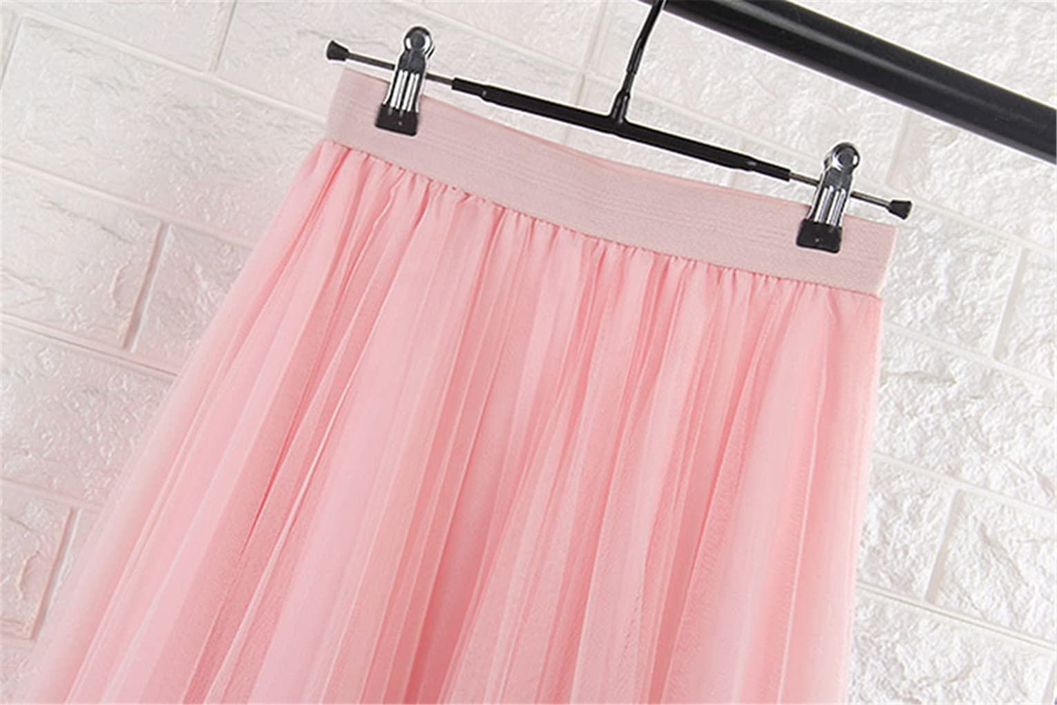 SePkus Faldas de Tul de 4 Capas, Falda de Tul para Mujer, Falda Midi Plisada de Cintura Alta elástica para Mujer (Borgoña, Talla única)
