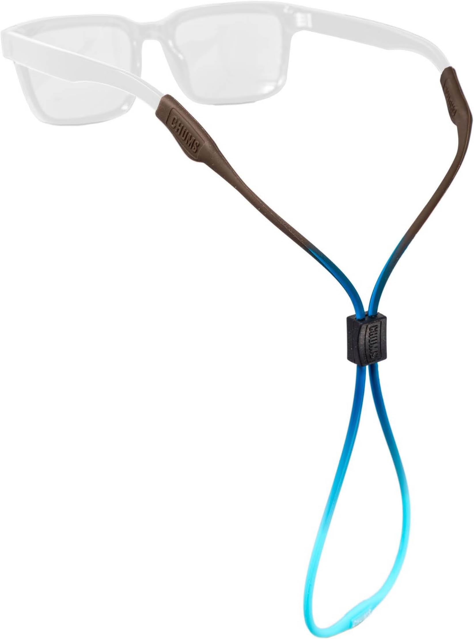 Chums Slim Retainer - Adjustable Eyewear Keeper - Thin Silicone Safety Eyewear Retainer for Women & Men (Aqua/Black/Marine Blue)