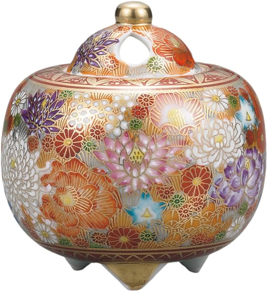 Amazon｜九谷焼いわたや 3.5号香炉 金花詰 AP7-1224｜仏壇用香炉