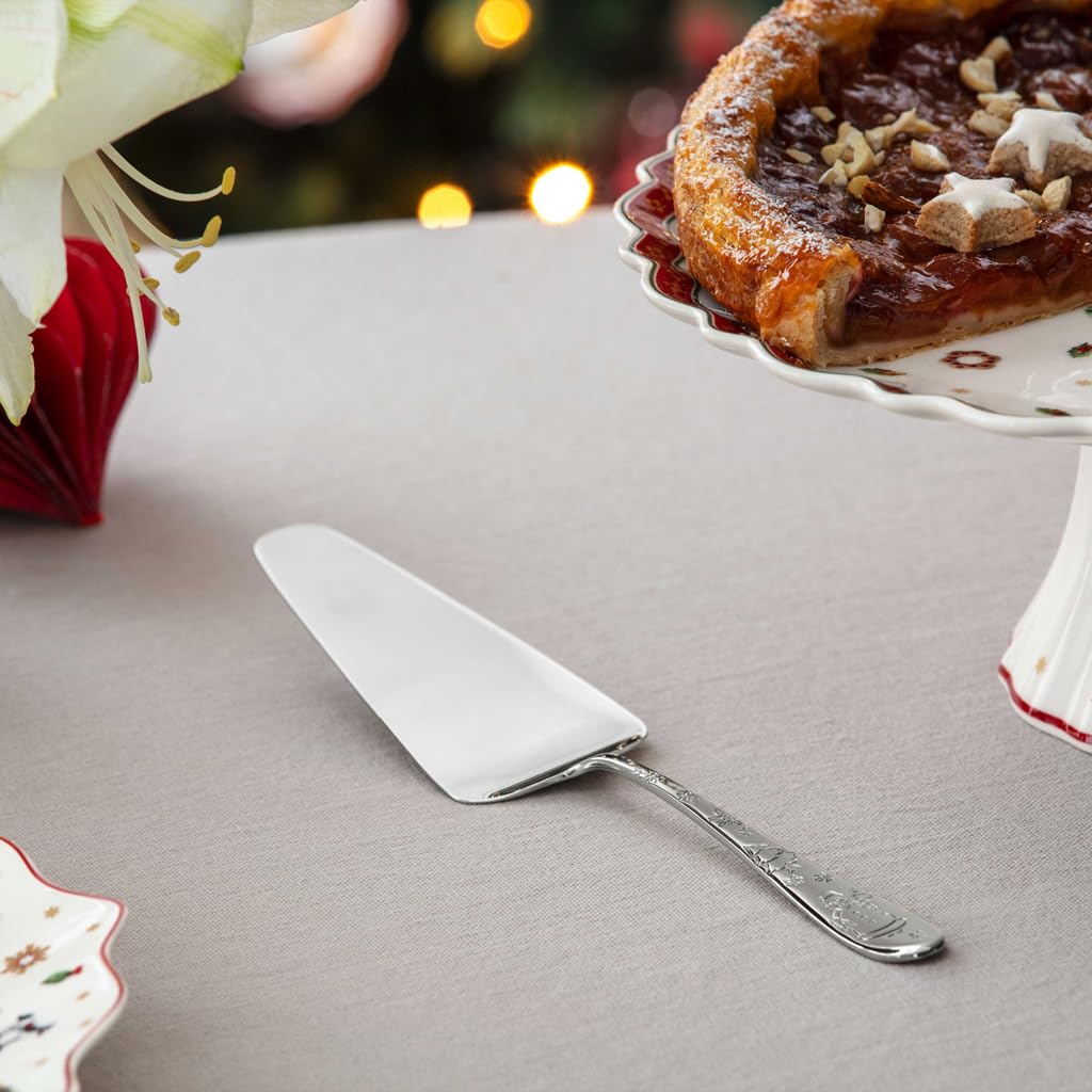Villeroy & Boch - Paletta per torte Toy's Delight argento, lavabile in lavastoviglie, posate natalizie in platino, posate per torte, posate da portata, motivo natalizio, acciaio inox