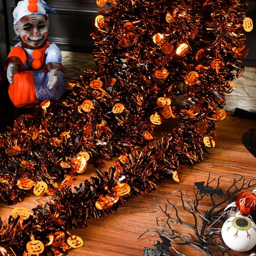 Alupssuc 6 Stück Halloween Lametta Kürbis Girlande