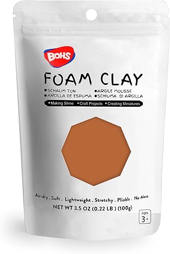 BOHS Arcilla de espuma de chocolate, esponjosa, suave, seca al aire, para proyectos escolares, cosplay, horneado falso, suministros de limo, 3.53