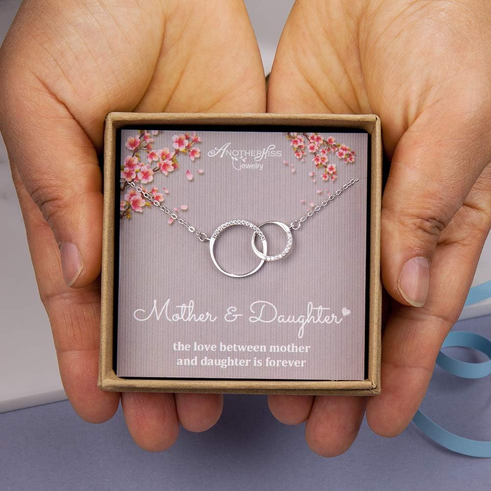 Mother Daughter Gifts, Sterling Silver 2 Circle Mother Daughter Necklace, Mom Birthday Gifts, Mother's Day Jewelry - Image 6