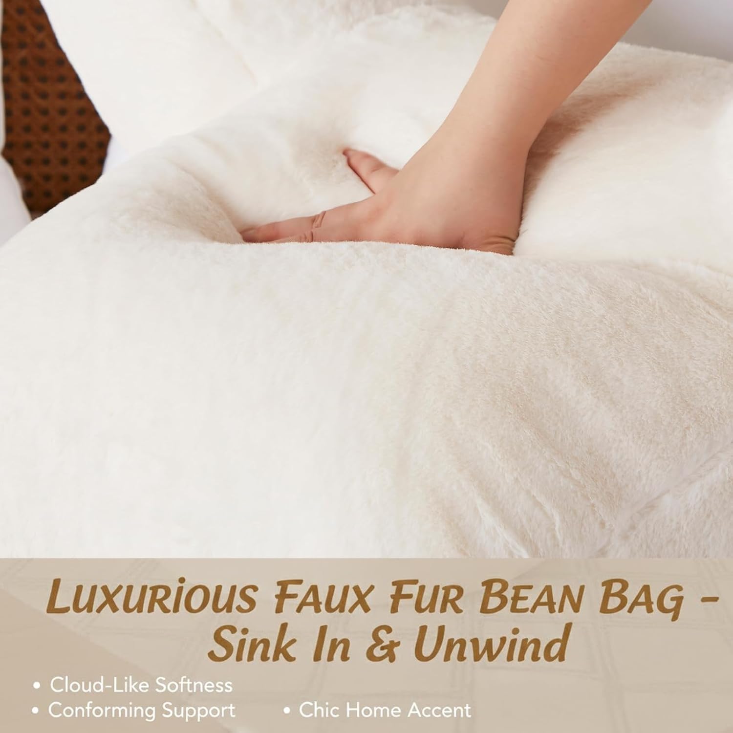 Reading Pillow with Arms for Sitting in Bed, Backrest Support Cushion Soft Back Pillow for Couch, Sofa & Floor, Dorm Essentials, Washable Cover, Faux Fur Wedge Cushion for Adults,Children,Student