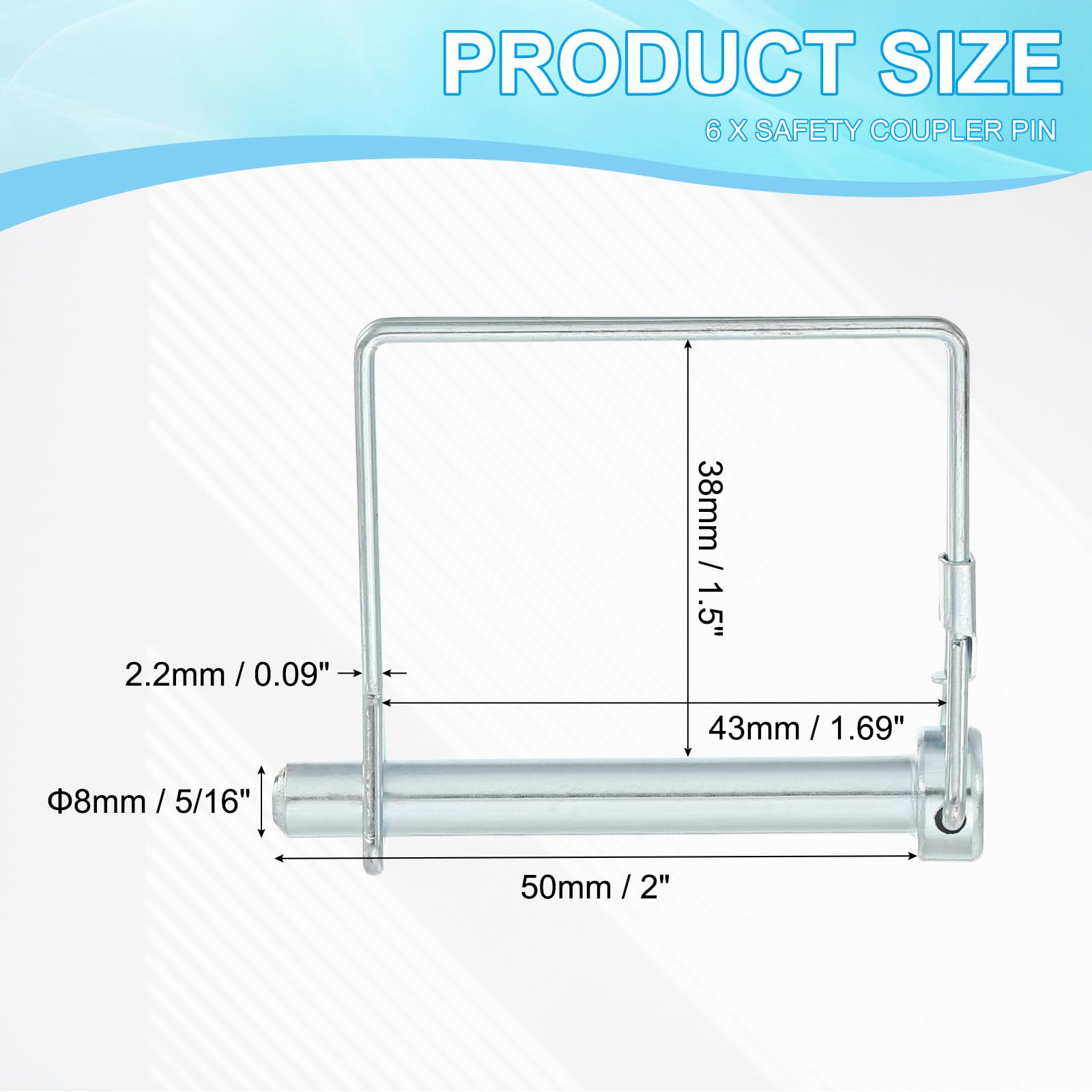 PATIKIL Trailer Coupler Pin 1/4x2-9/16x1.5"(D*L*IW) - Image 2