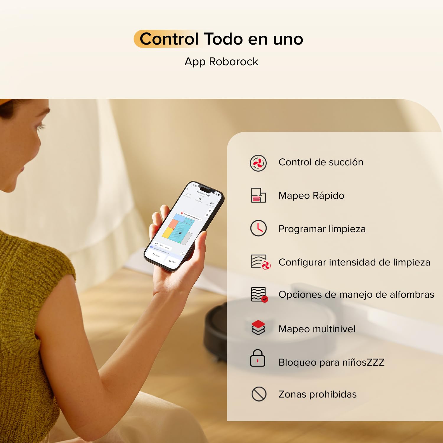 roborock Q7 M5 Robot Aspirador y Fregasuelos 2 en 1 de 10000 Pa, Robot Vacuum con Doble Sistema Antienredos, Navegación PreciSense LiDAR, Controlado por App y Comando por Voz (Negro Set)