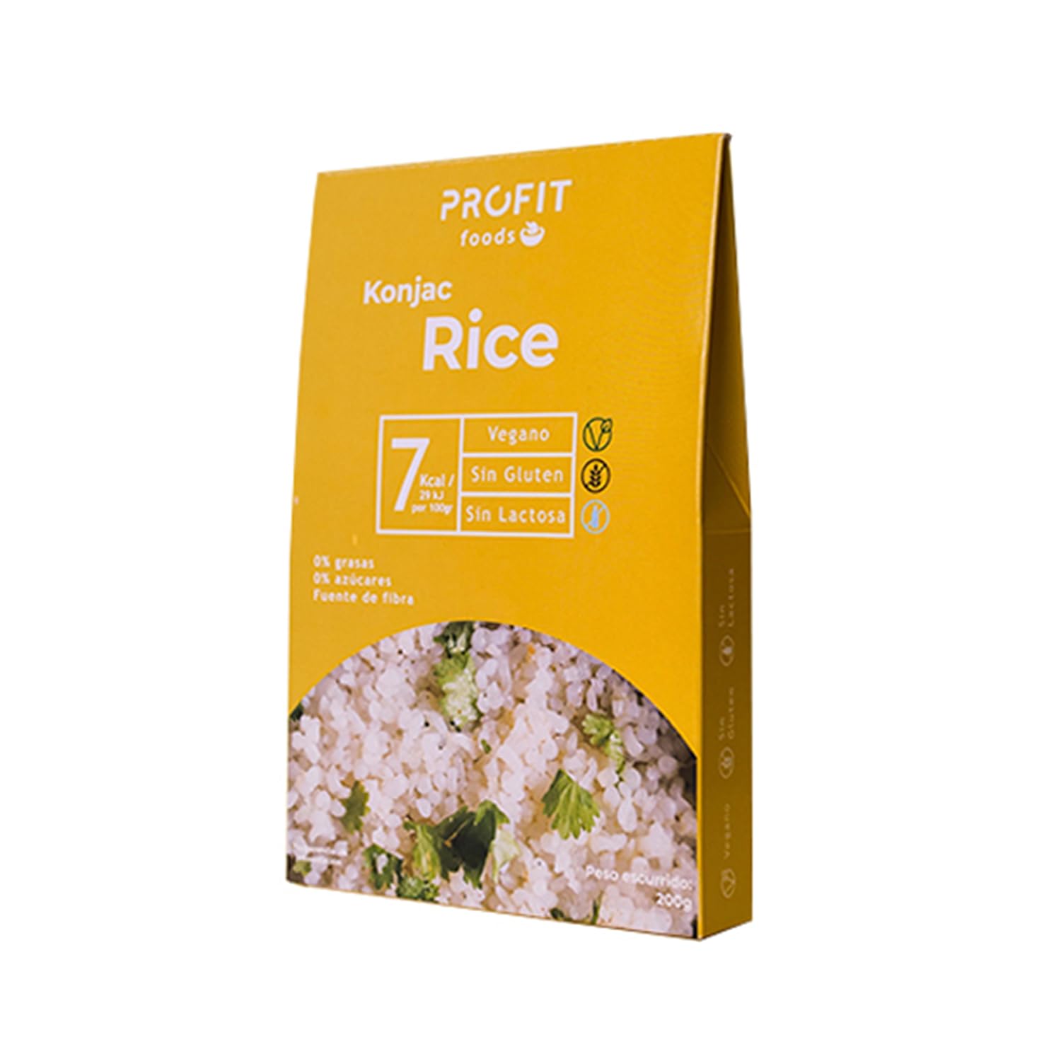 PROFIT - Konjac Rice - Arroz elaborado con Glucomanano Konjac - Bajo contenido en calorías - Ideal para dietas hipocalóricas - Libre de gluten y lactosa - 200 gr - 1