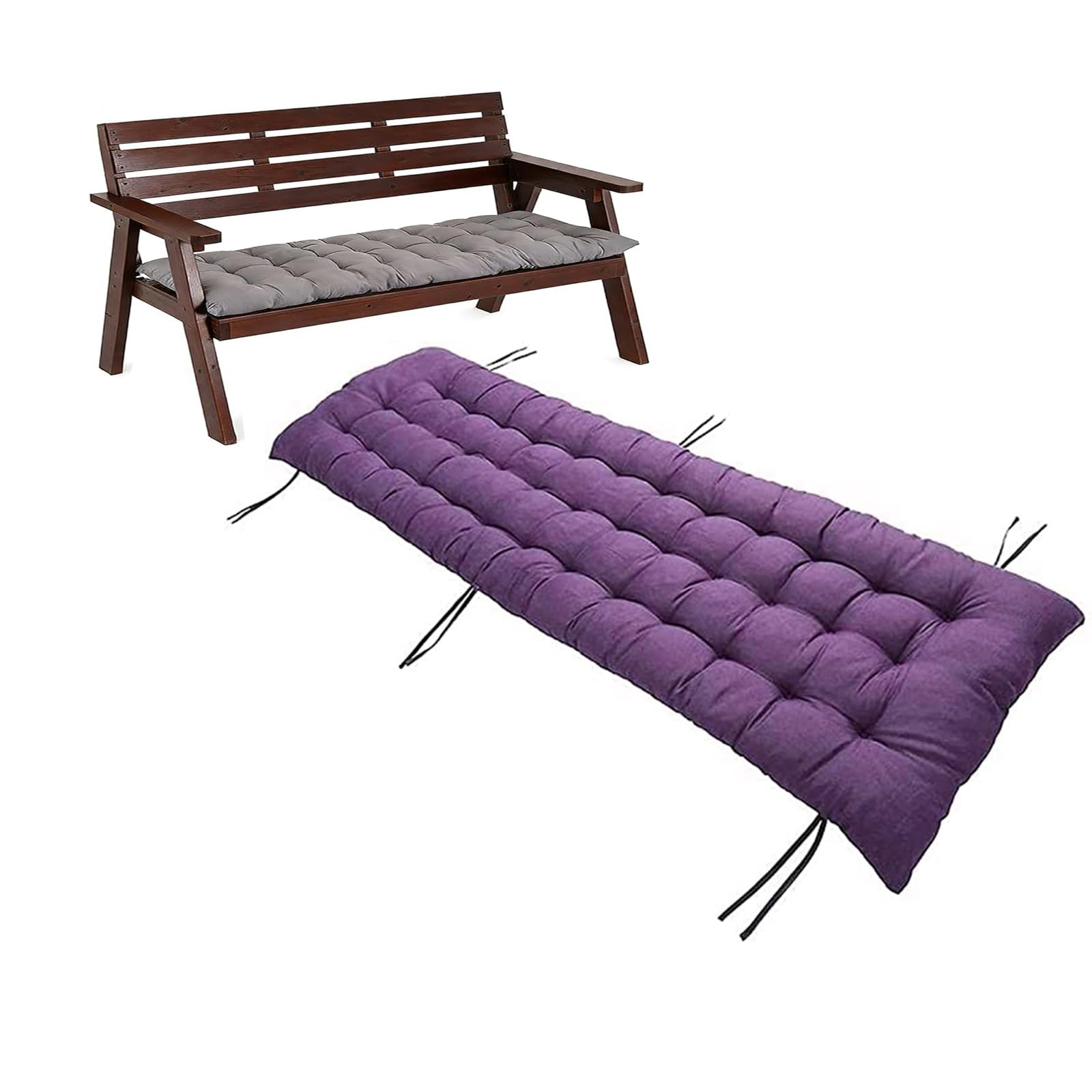 Pongpai Garden Bench Cushion for Indoor Outdoor Furniture, Soft Thick Seat Pad for Bay Window/Sofa/Loveseat, Non-slip, Easy Clean (Purple,48x180cm)
