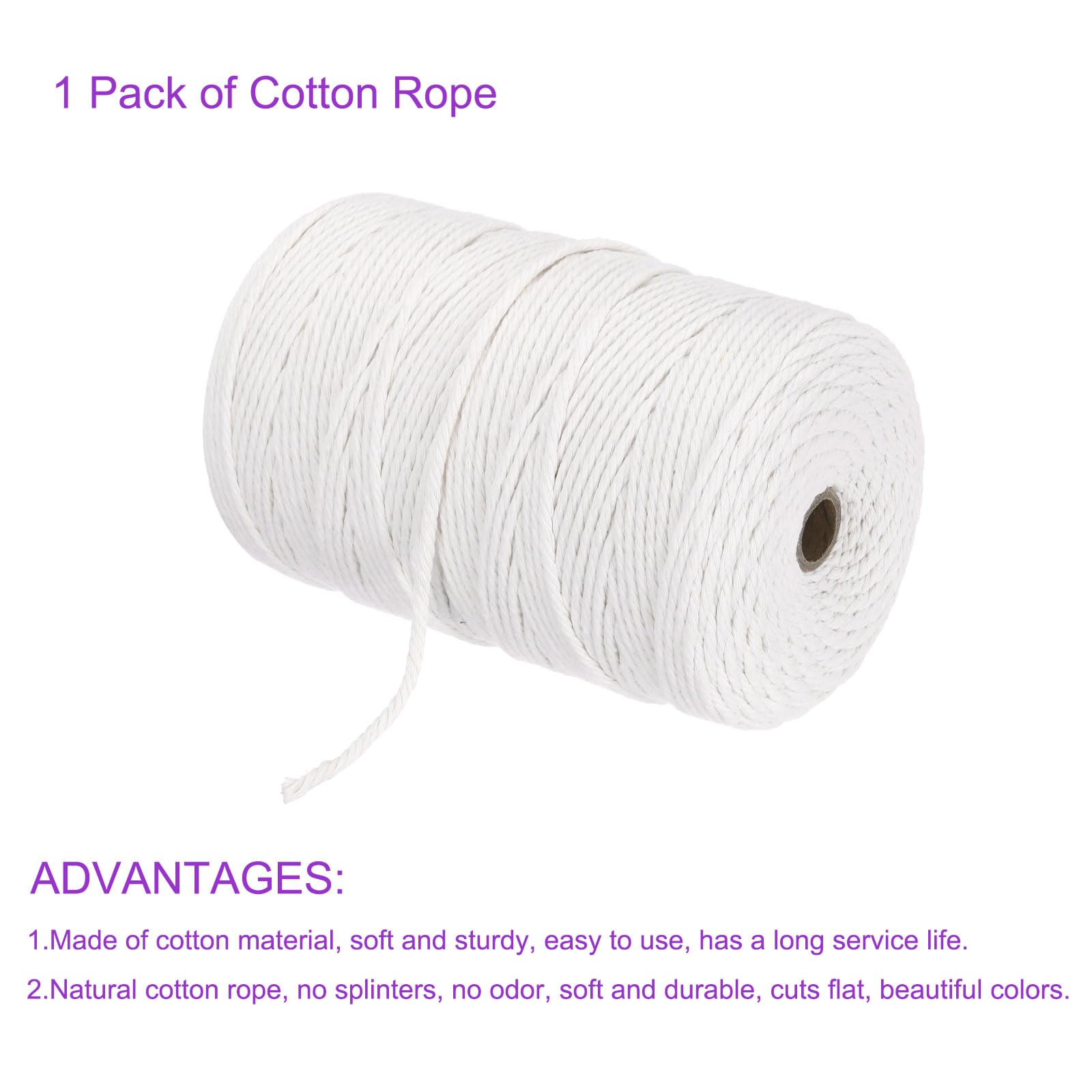 DMiotech Corde en Macramé en Coton Naturel Blanc 3 mm x 328 Yard